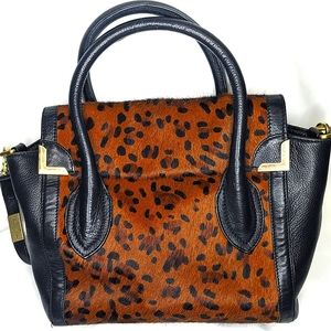 FOLEY+CORINNA 100% LEATHER LEOPARD HAIR CALF Y2K FRANKIE FLAP SATCHEL BAG